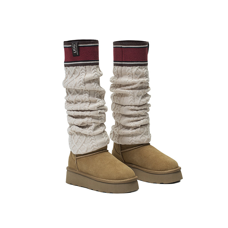 Women Stretchy Knit Thick Leg Warmer Socks - Huakoa