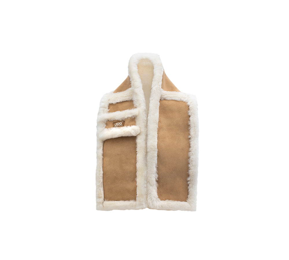 Fluffy Sheepskin Wool Shearling Lined Scarf Puni - Huakoa
