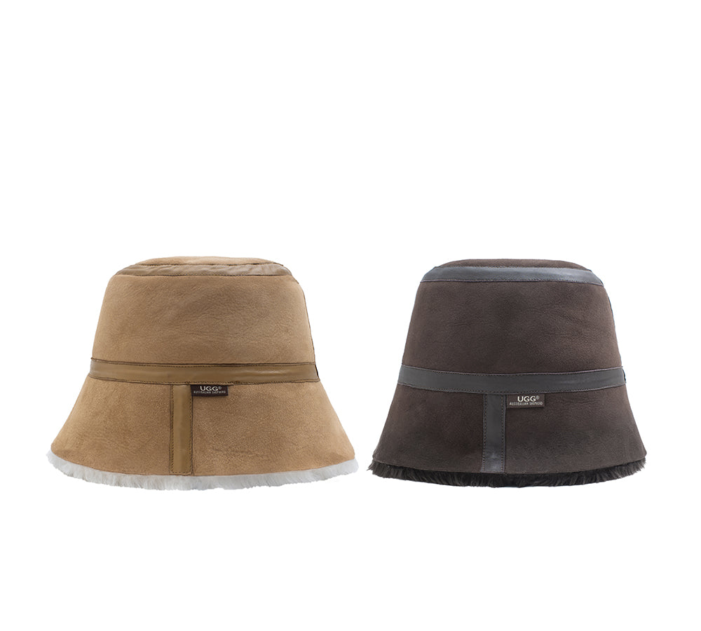 Fluffy Sheepskin Wool Bucket Patchwork Hat - Huakoa