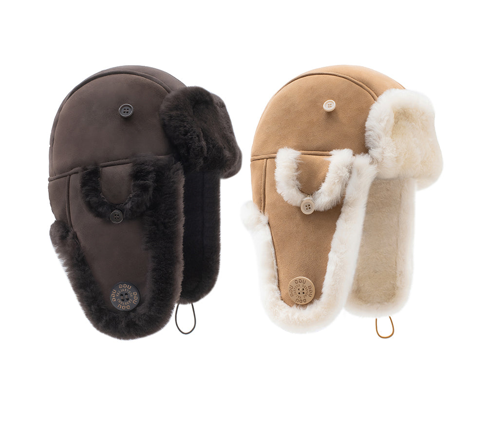 Fluffy Sheepskin Wool Adjustable Bucket Theo Hat - Huakoa