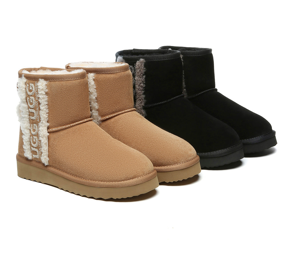 UGG Boots Sheepskin Wool Shearling Lined Ankle Mini Darby - Huakoa