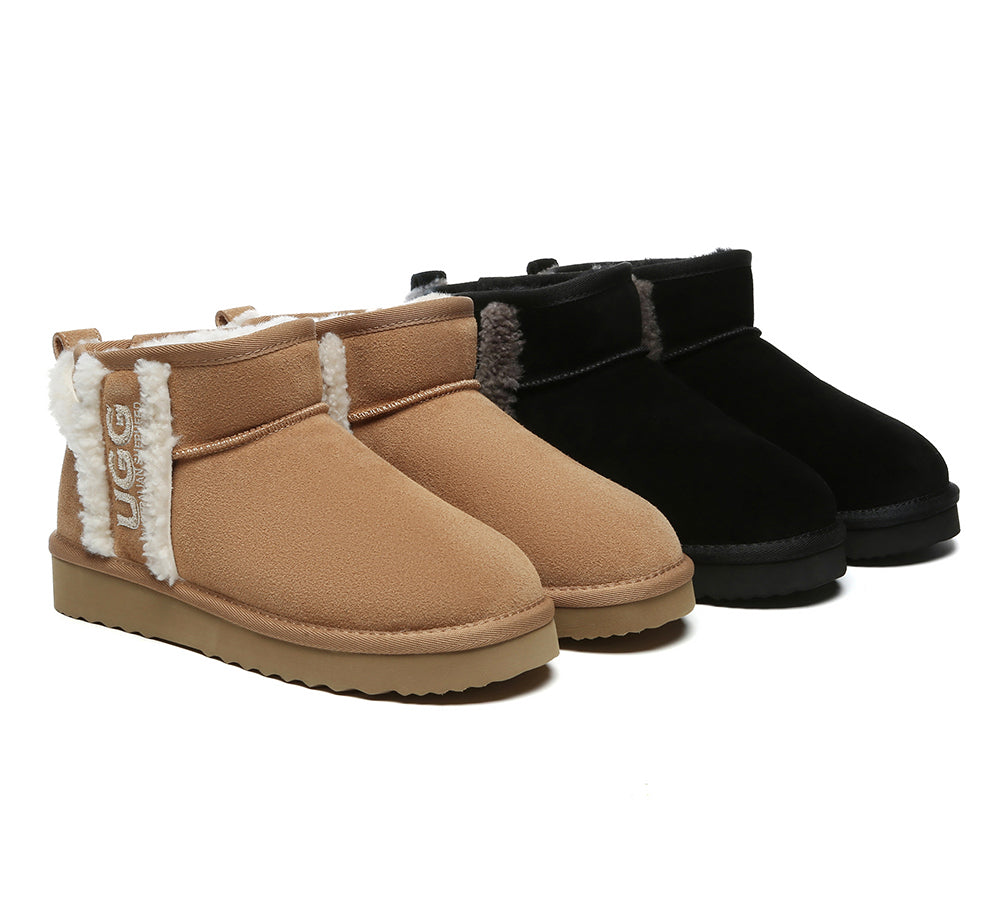 UGG Boots Sheepskin Wool Shearling Lined Ankle Ultra Mini Darby - Huakoa