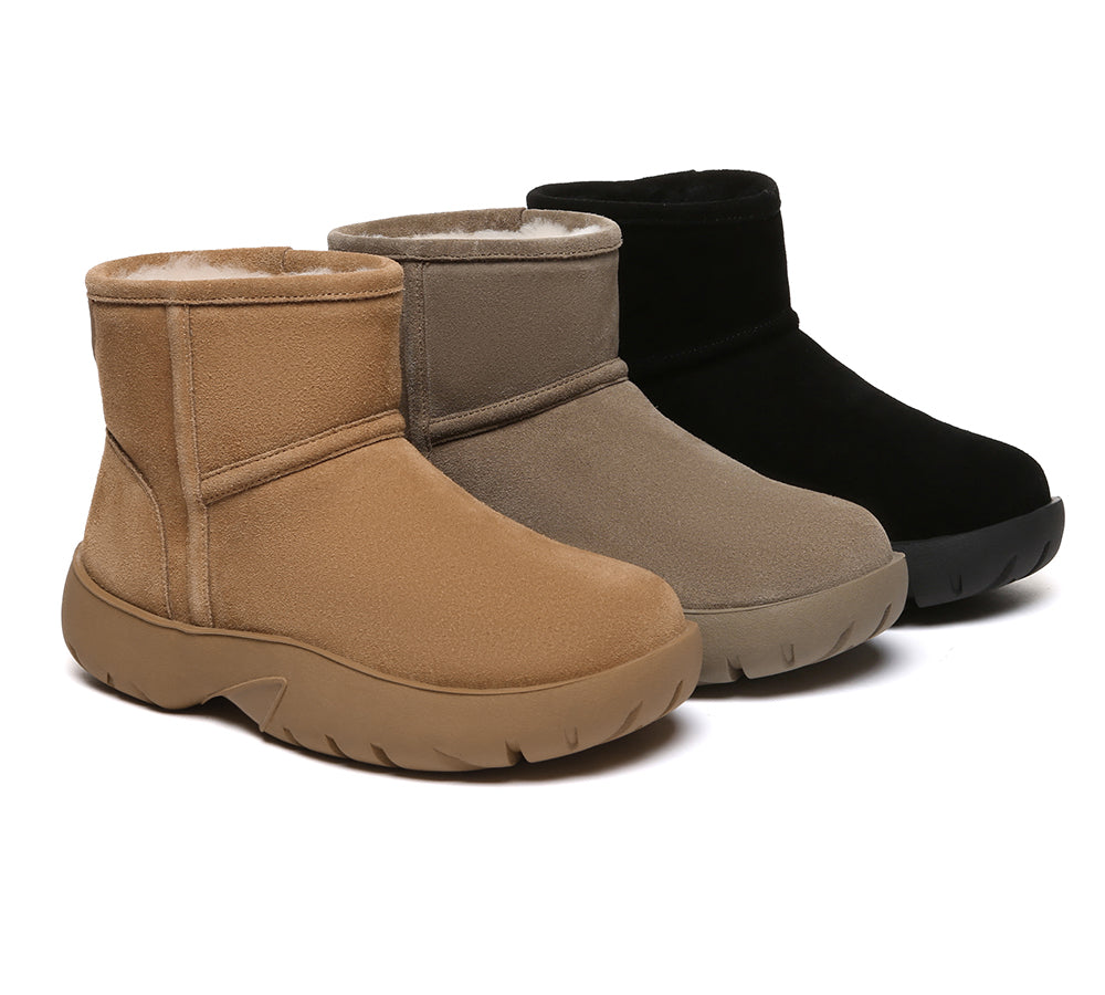Sheepskin Wool Ankle Chunky Mini Classic Boots Salma - Huakoa