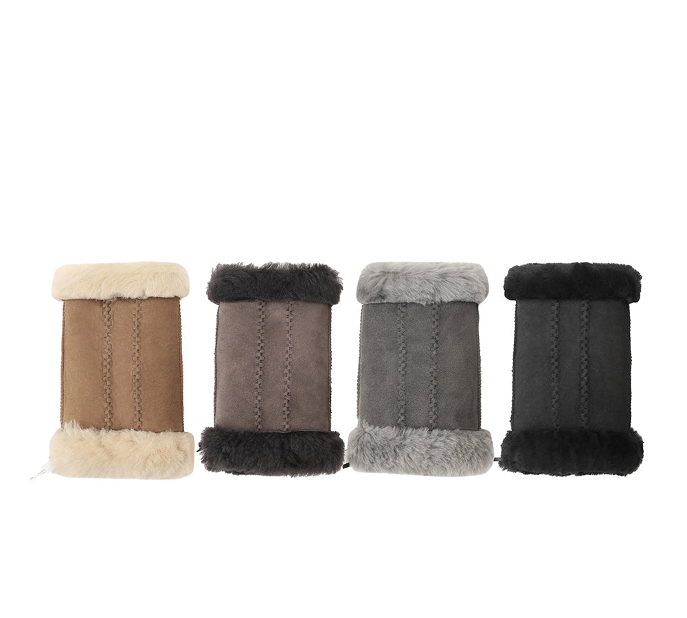 Fluffy Fingerless Sheepskin Wool Mittens - Huakoa