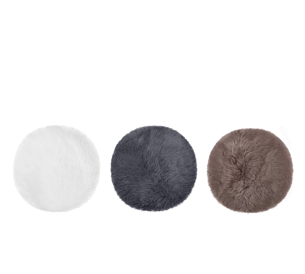 Round Sheepskin Wool Seat Cushion